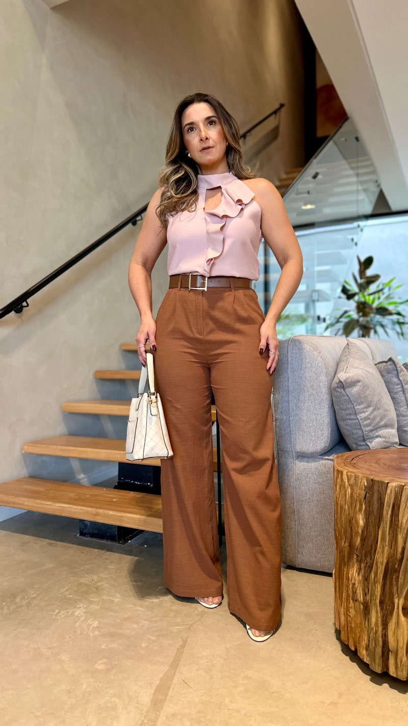 Calça Pantalona Com Cinto Melissa