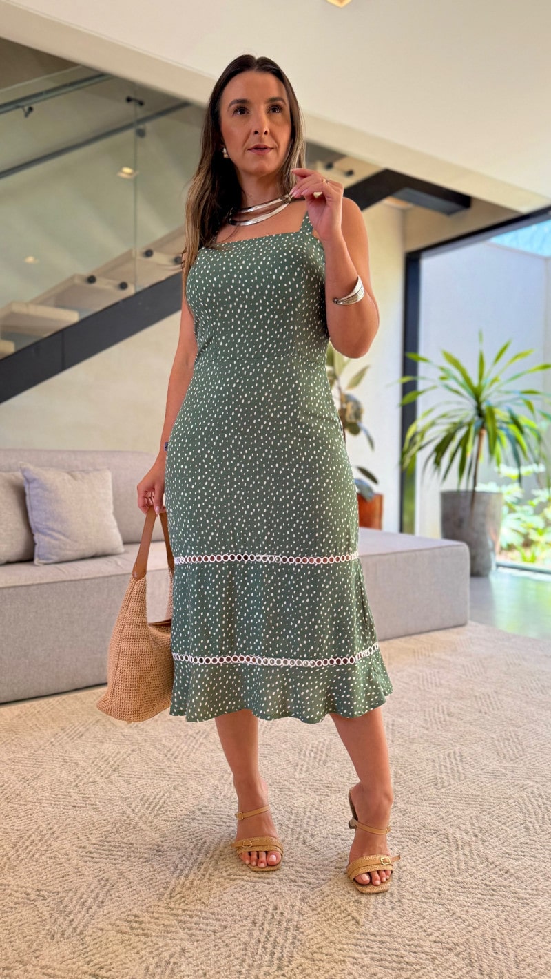 Vestido Midi Poá Alice