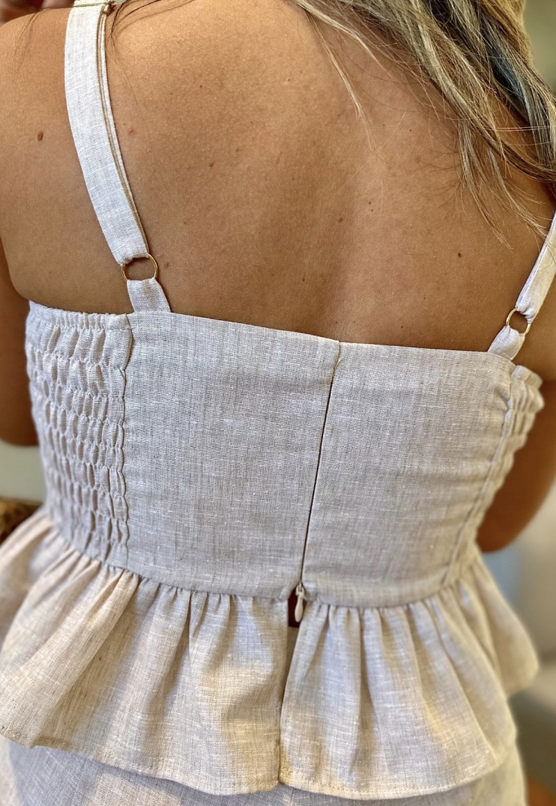 Conjunto Cropped Alcinha Peplum E Short Nara