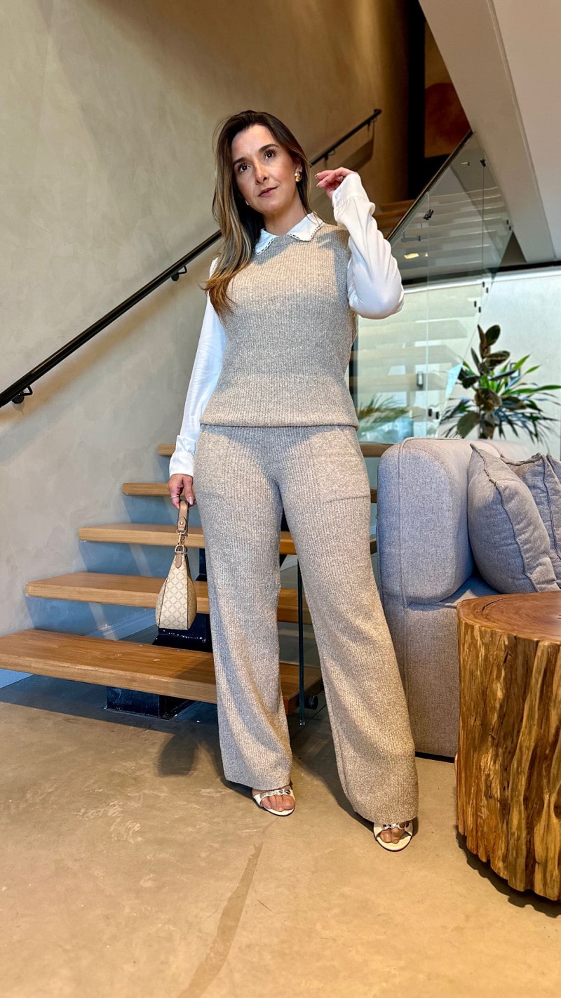 Conjunto Colete E Calça Tricot Fer