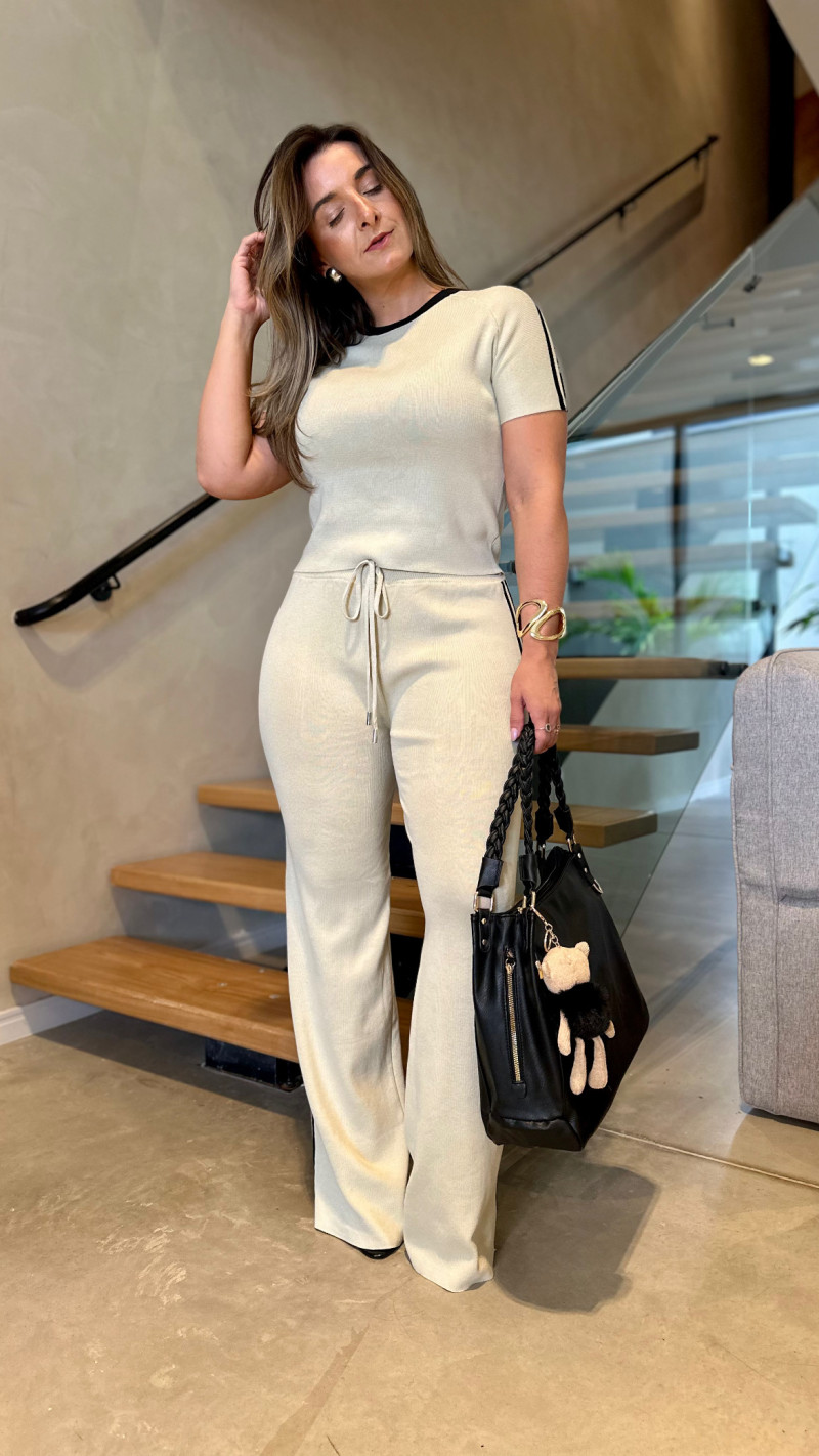 Conjunto Blusa E Calça Tricot Livia