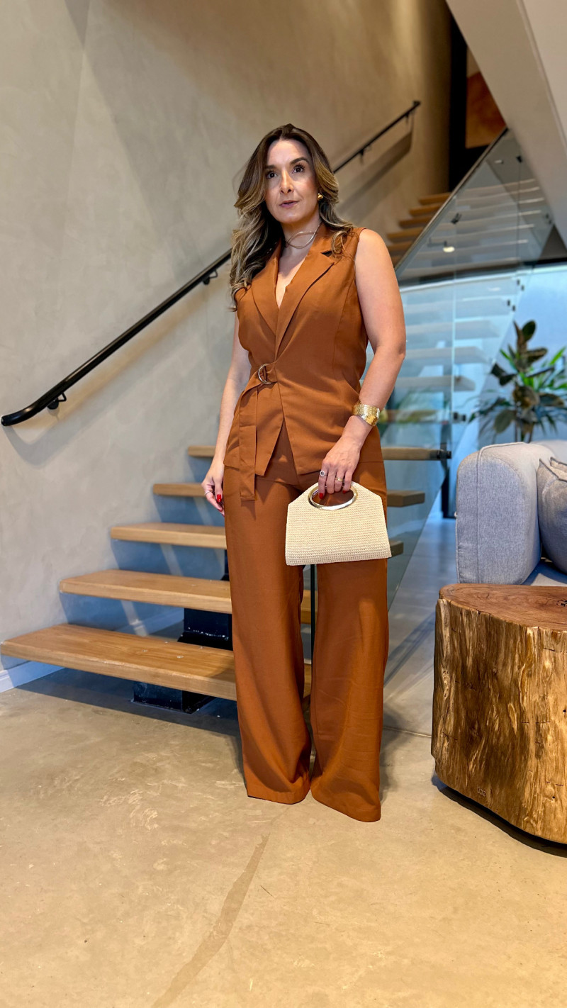Conjunto Blusa Transpassada E Calça Fernanda