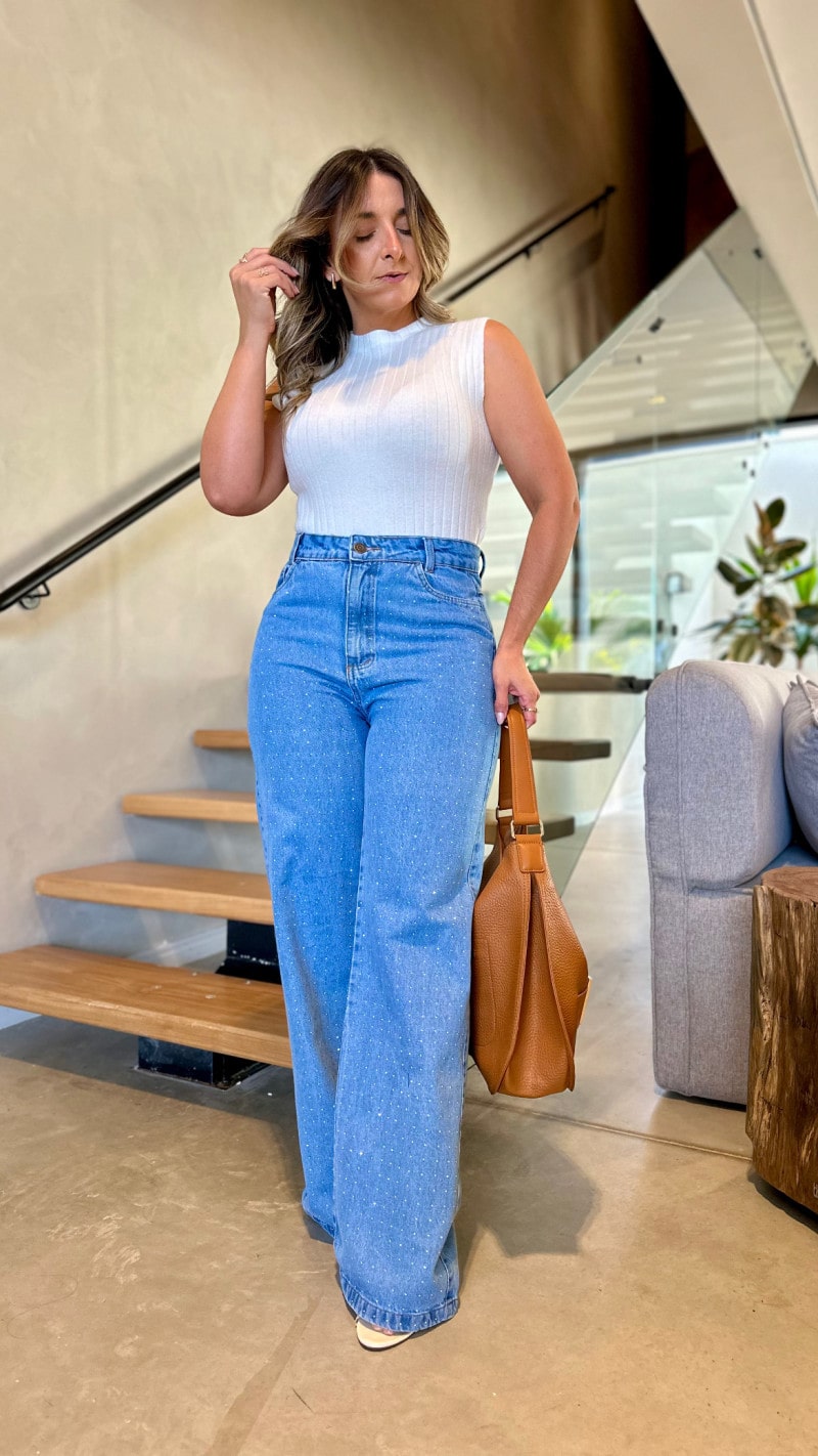 Calça Jeans Com Aplicação Sara