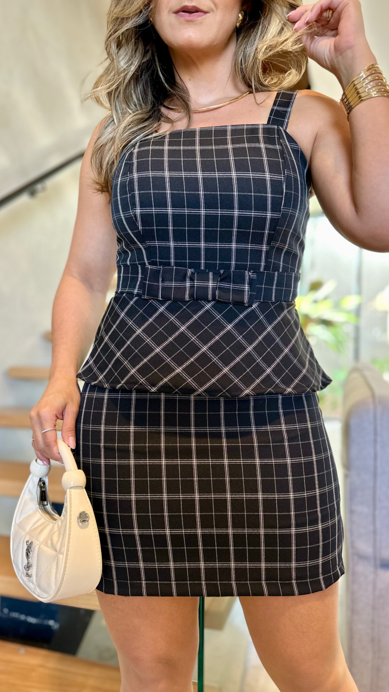 Conjunto Blusa Peplun E Saia Samira