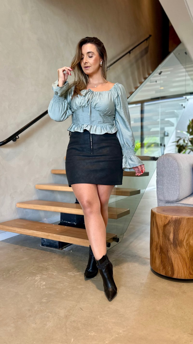 Cropped Ciganinha Manga Babi