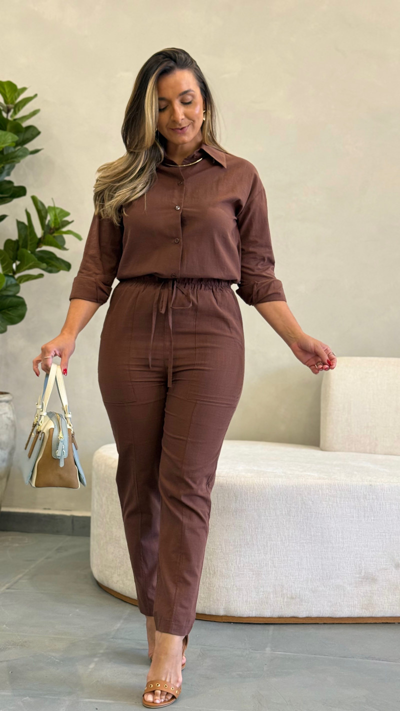 Conjunto Camisa E Calça Linho Mari