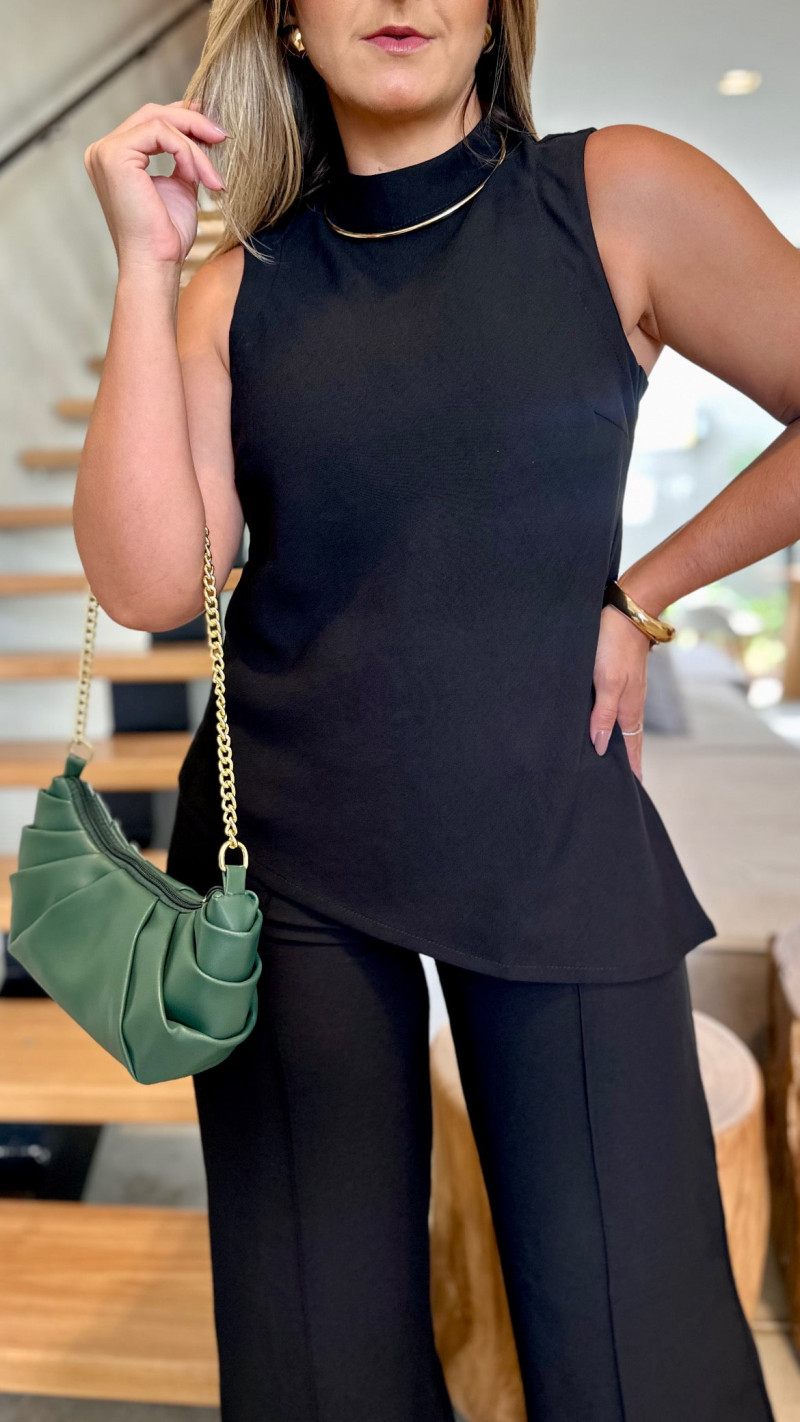 Conjunto Blusa Assimétrica E Calça Pantalona Dafne