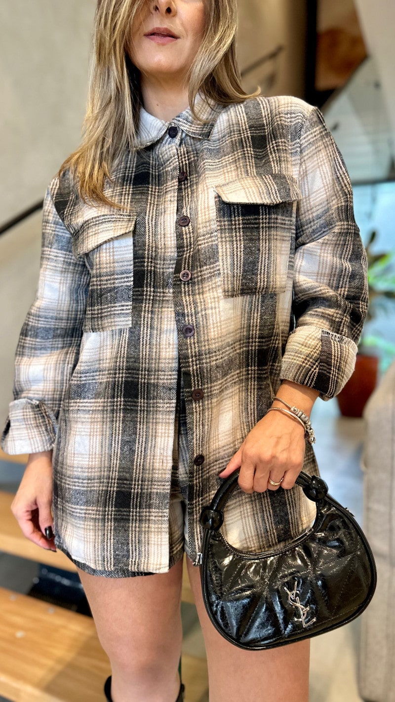 Conjunto Xadrez Camisa E Short Aurora