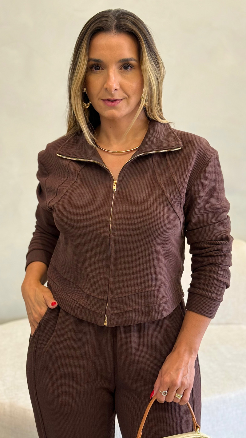 Conjunto Jaqueta E Calça Piquet Joana