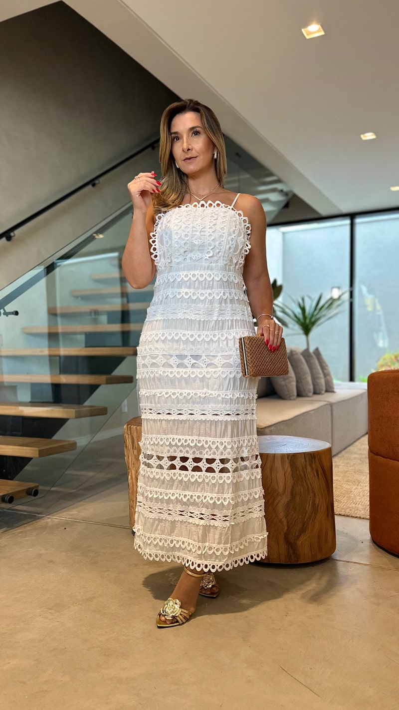 Vestido Midi Detalhe Guipir Maysa