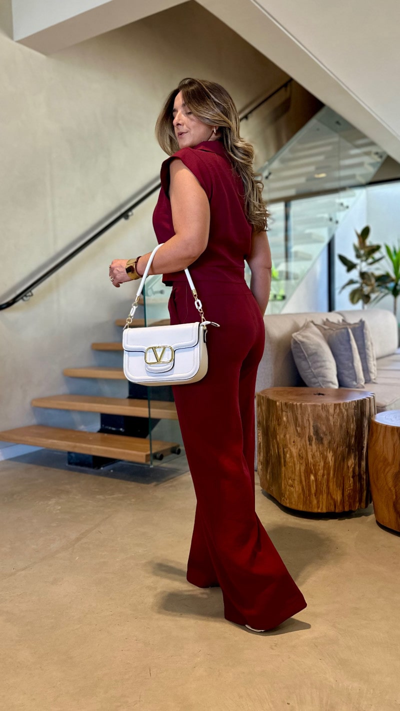 Conjunto Blusa Colete E Calça Pantalona Leticia