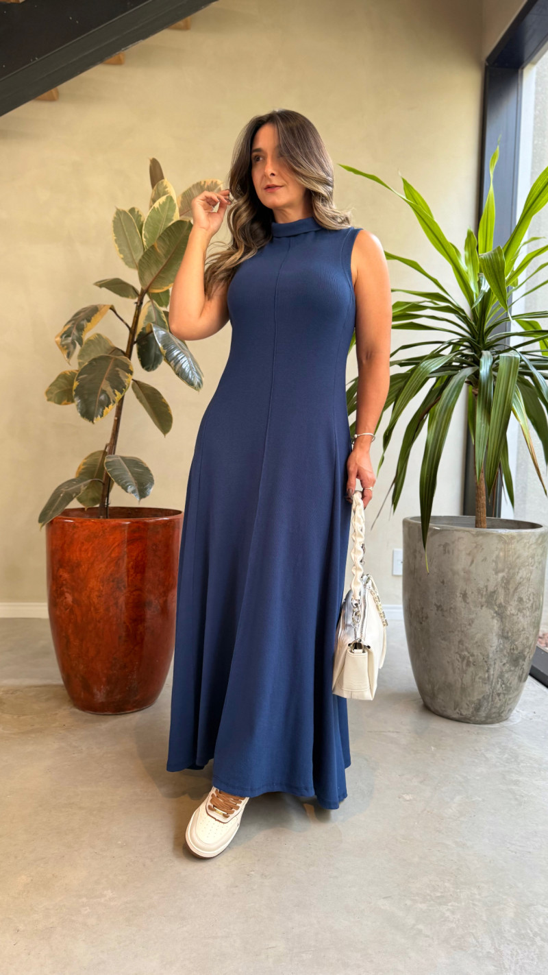 Vestido Longo Canelado Cecilia