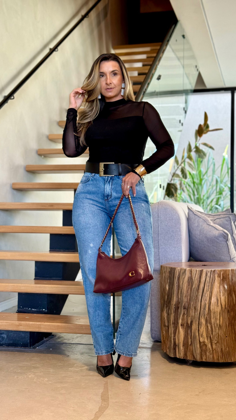 Blusa Tule Manga Longa Ceci