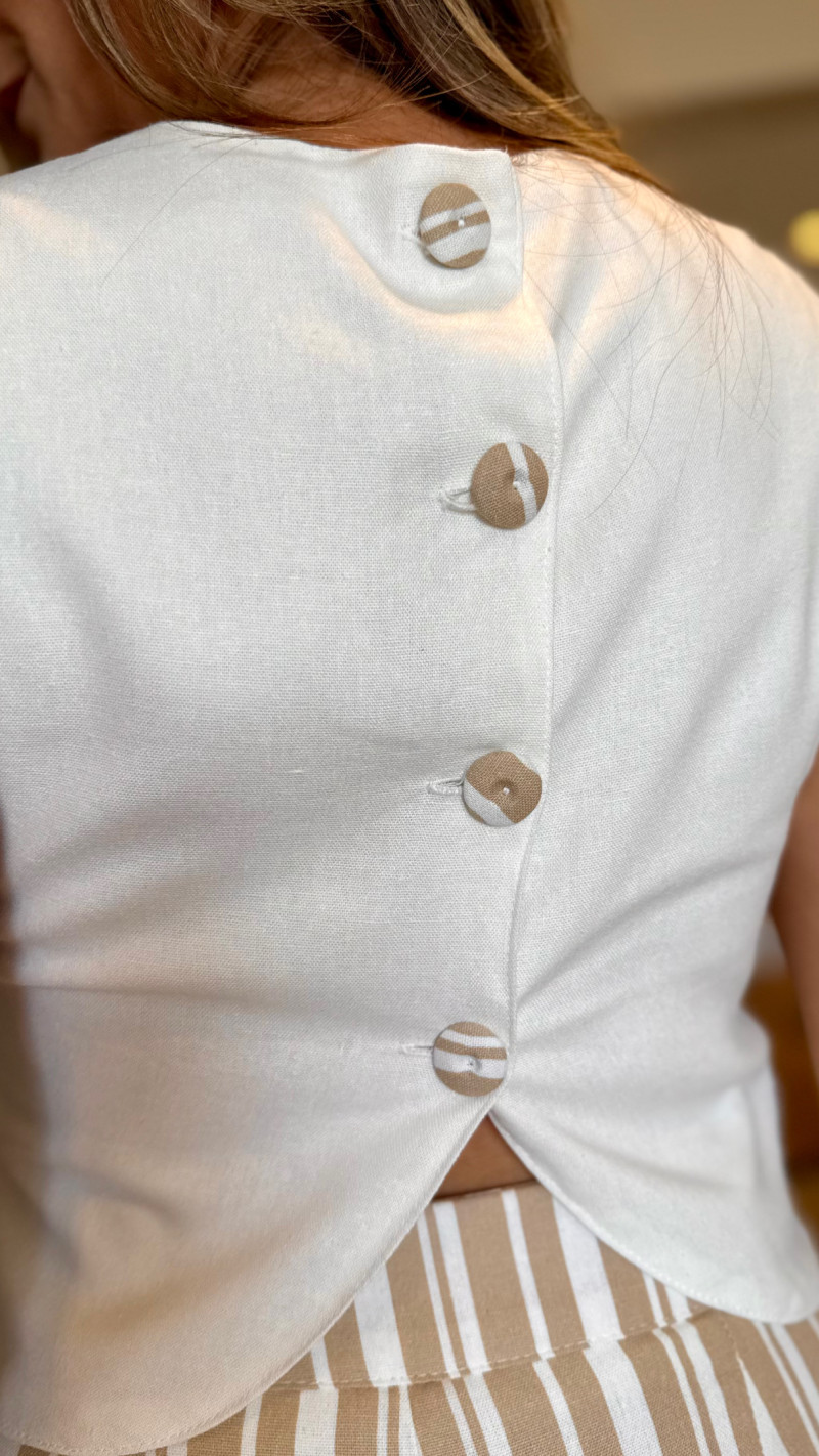 Conjunto Linho Cropped E Short Solange