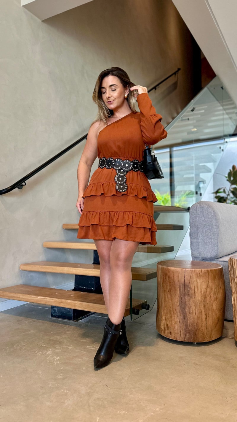 Vestido Curto Nula Manga Babados