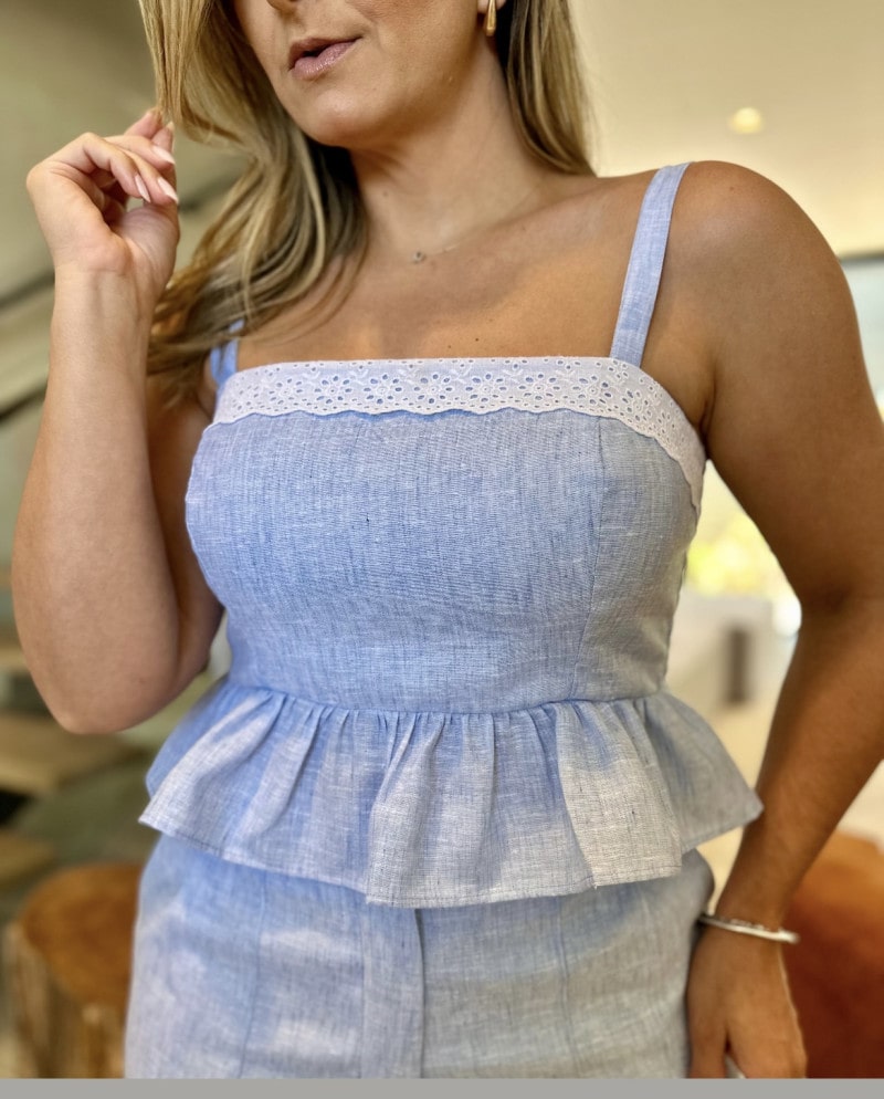 Conjunto Cropped Alcinha Peplum E Short Nara