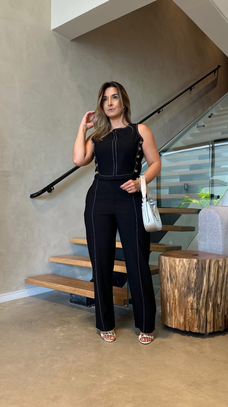 Conjunto Cropped E Calça Alfaiataria Déia 