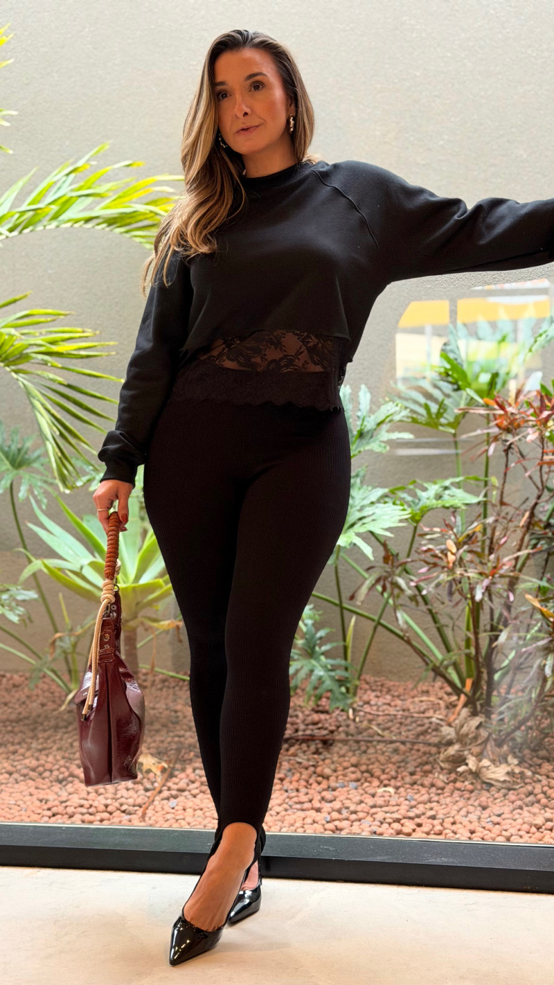Blusa Moletom C/ Renda Michele