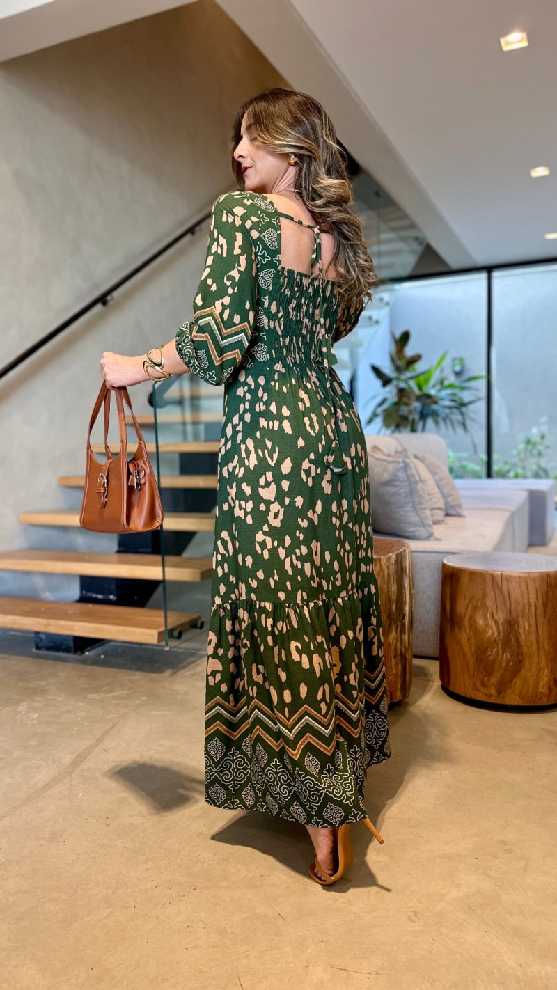 Vestido Midi Manga 3/4 Sarah