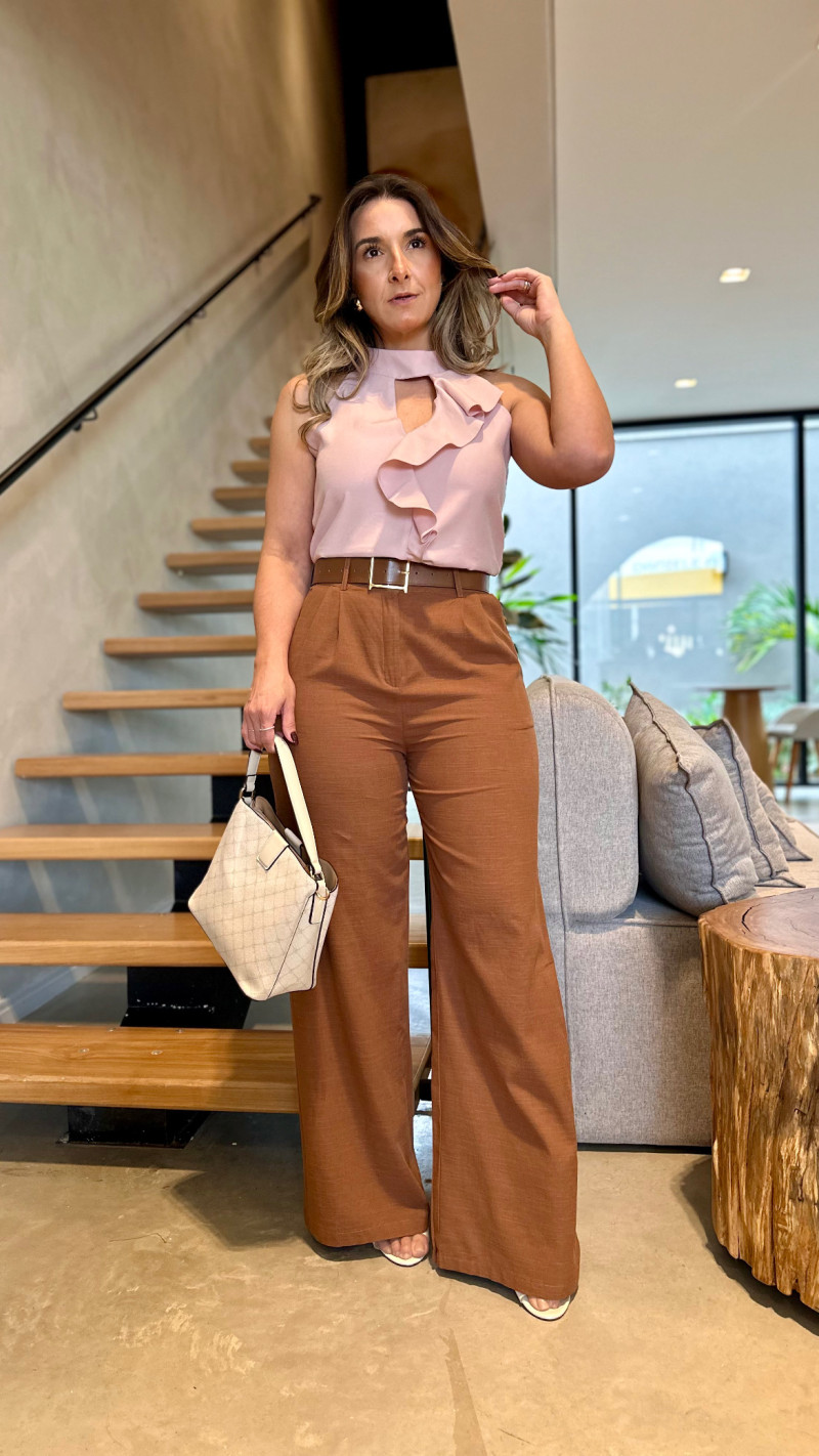 Calça Pantalona Com Cinto Melissa
