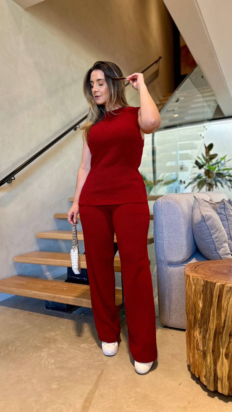 Conjunto Colete E Calça Tricot Fer