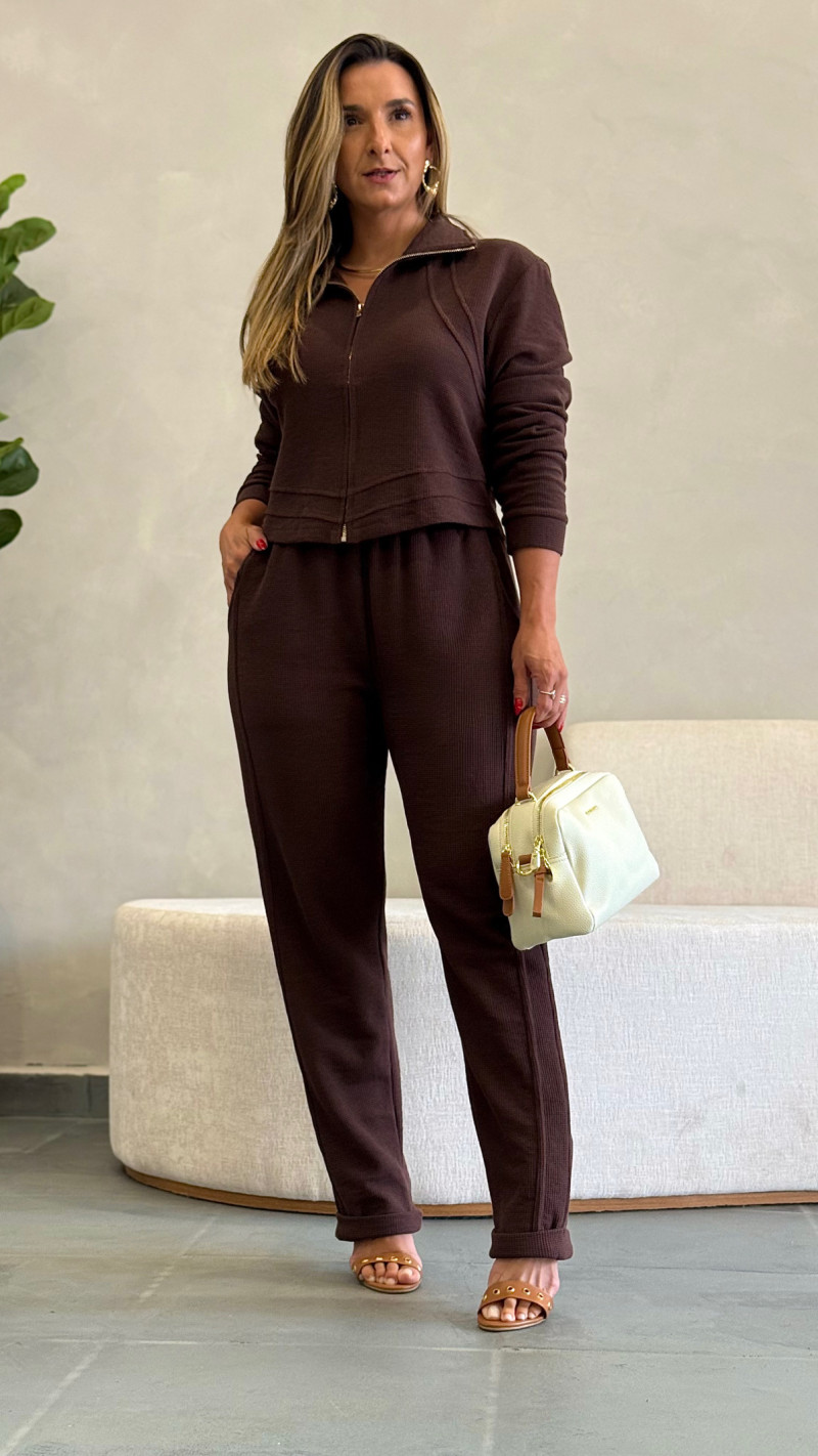 Conjunto Jaqueta E Calça Piquet Joana