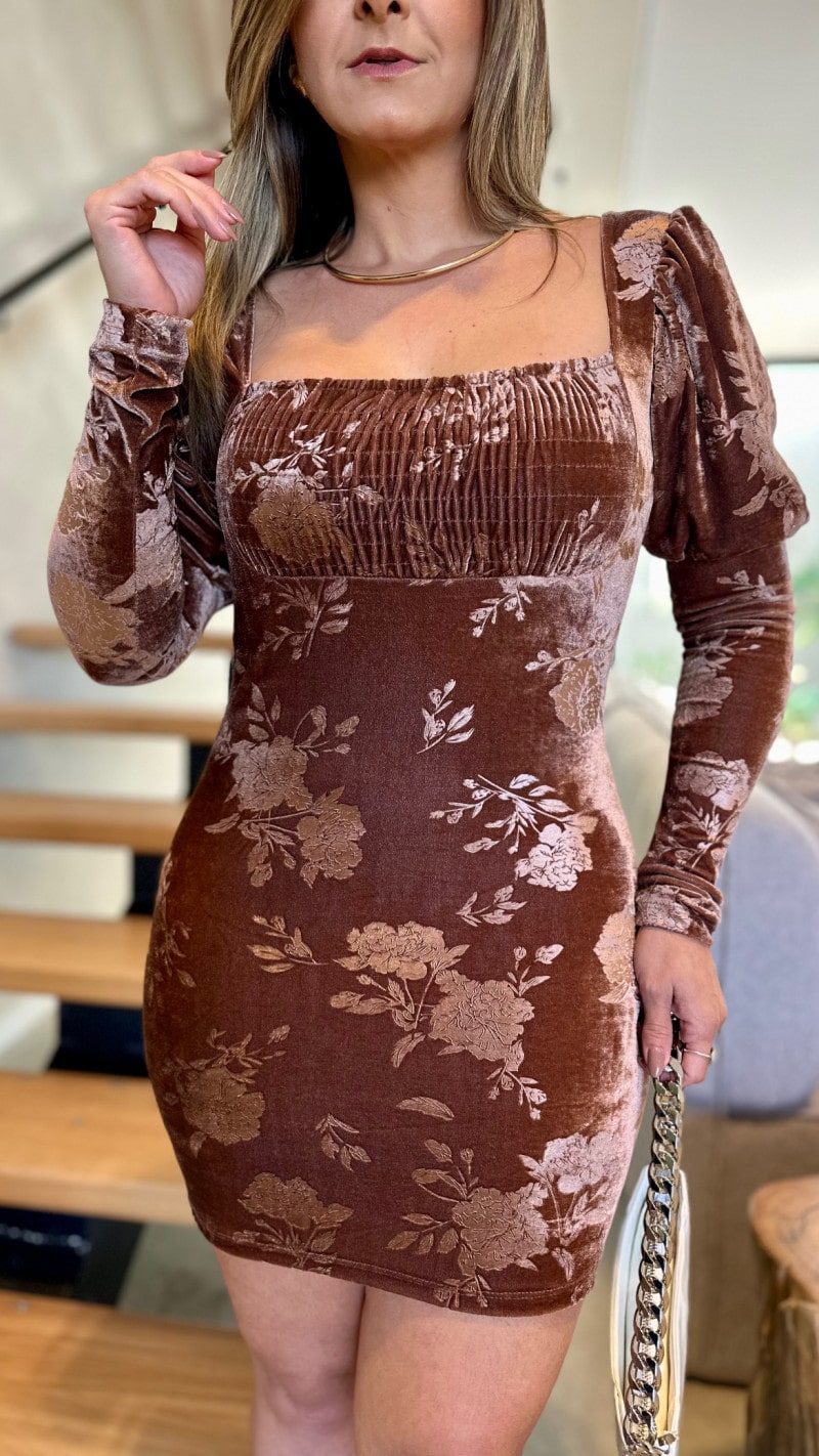 Vestido Manga Longa Veludo Mavi