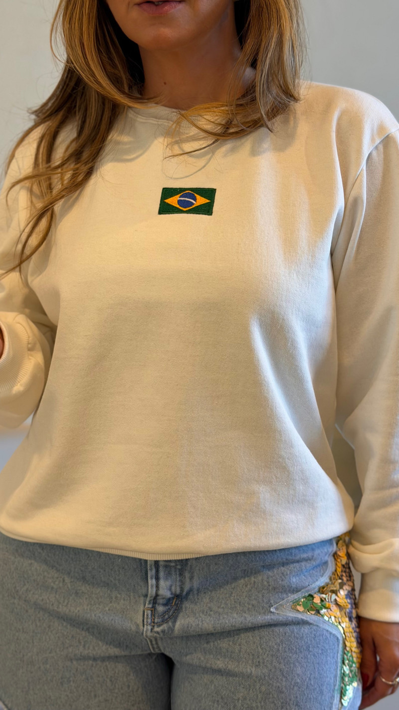 Blusa Moletom Bordado Brasil