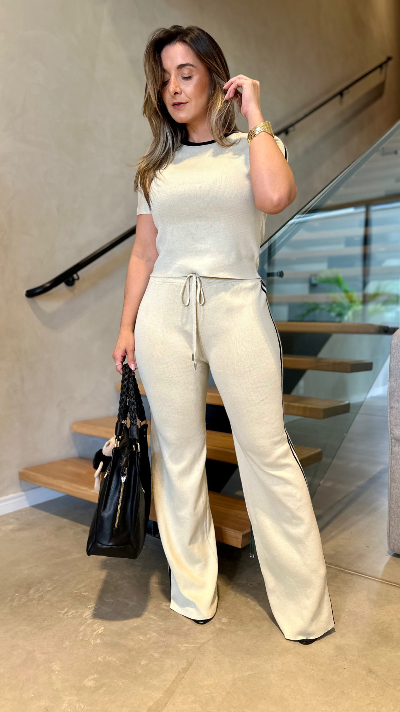 Conjunto Blusa E Calça Tricot Livia