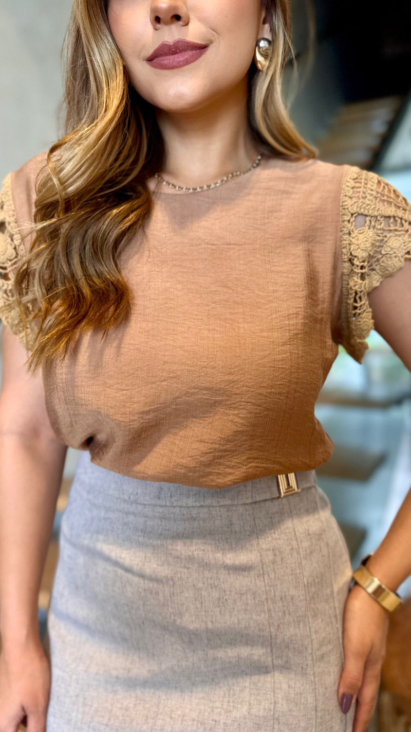 Blusa Manga Crochê Marisa