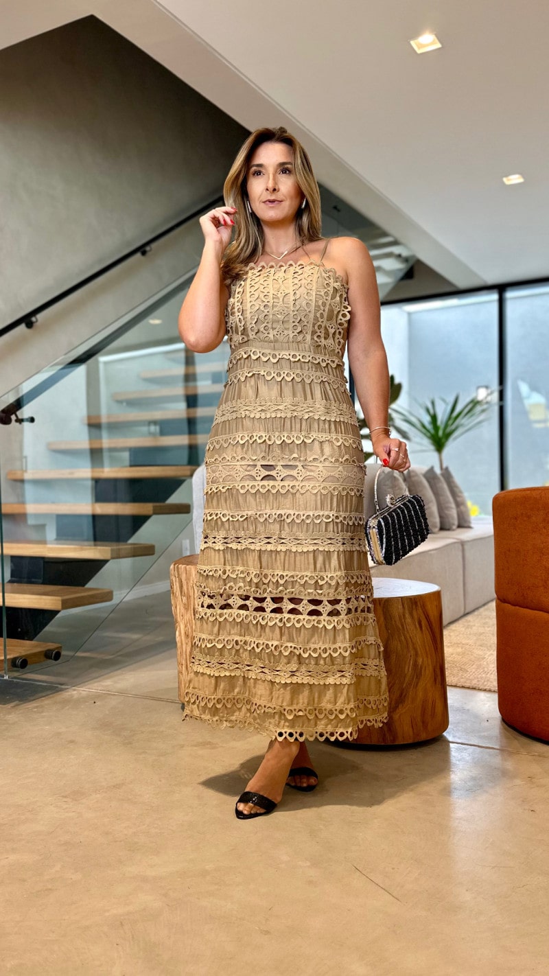 Vestido Midi Detalhe Guipir Maysa