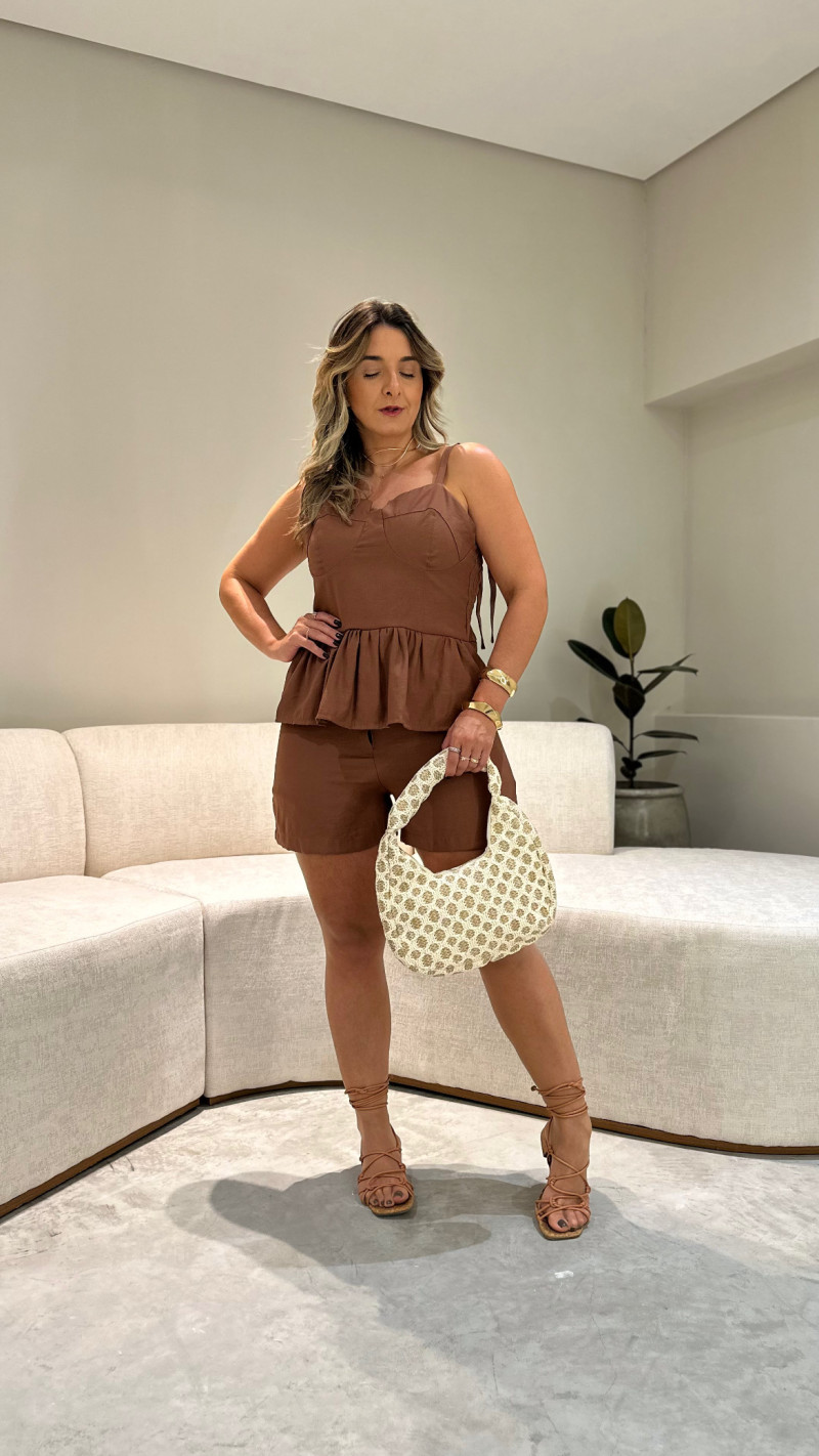 Conjunto Blusa Peplun E Short Dara