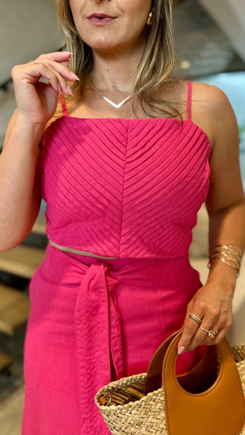 Conjunto Cropped E Saia Midi Jade
