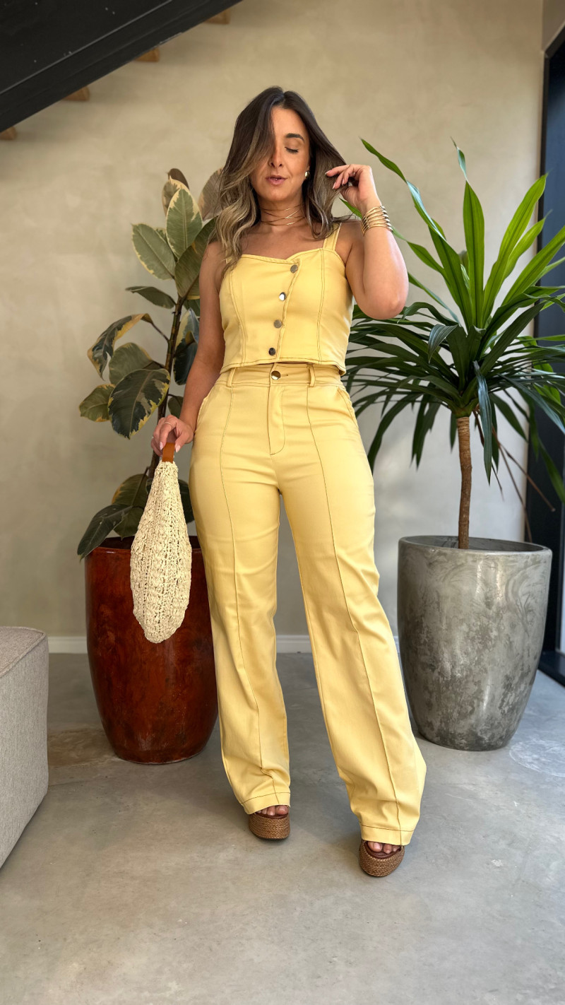 Conjunto Cropped E Calça Sarja Tainá