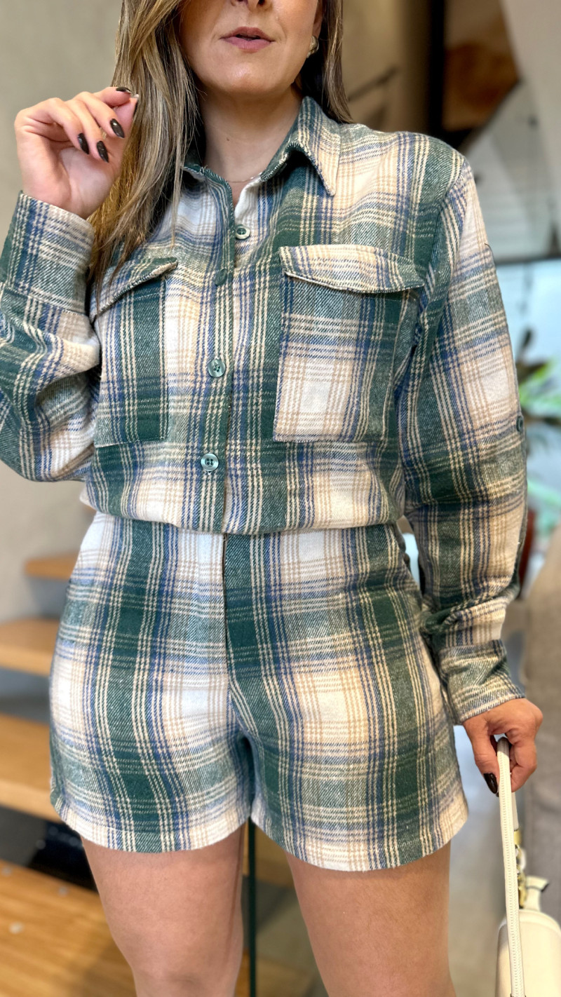 Conjunto Xadrez Camisa E Short Aurora