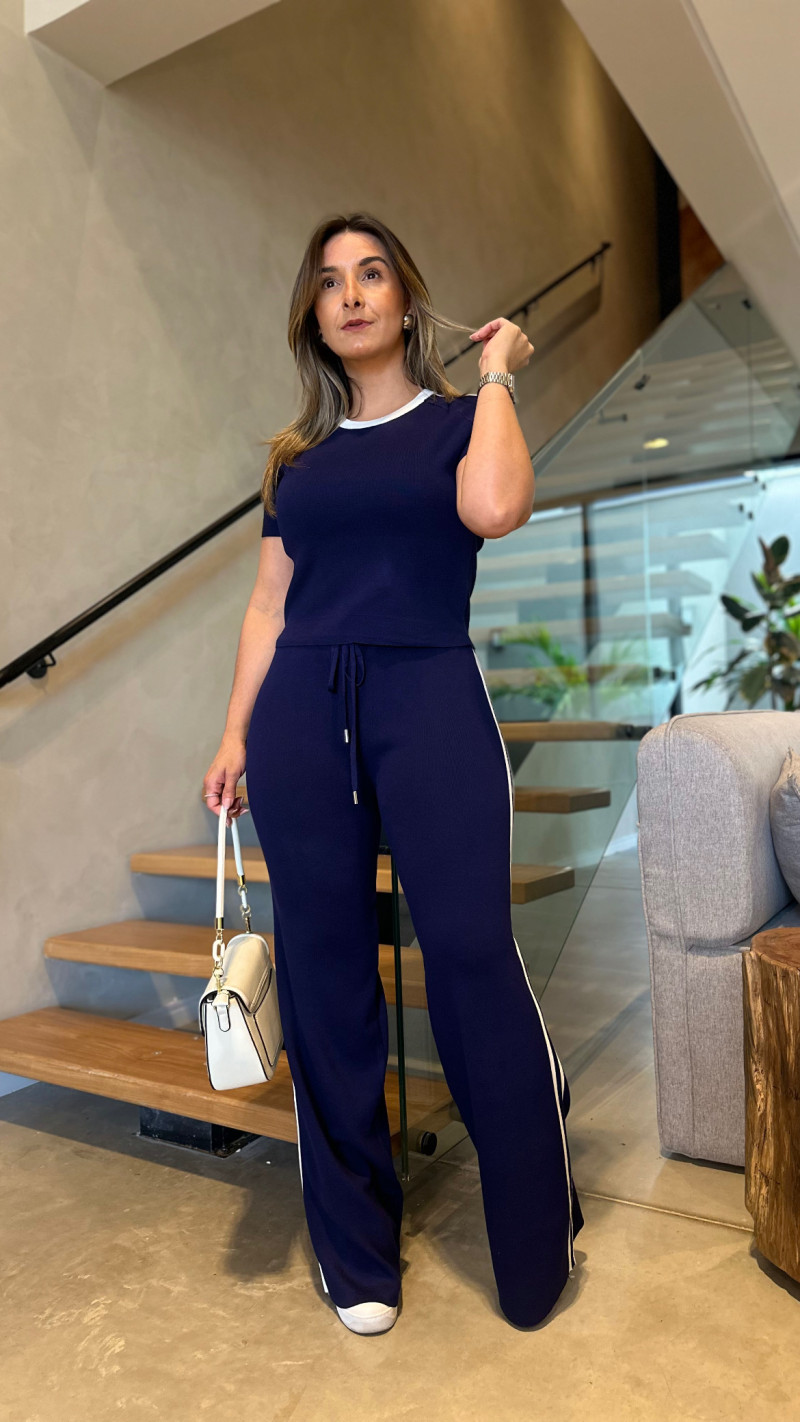 Conjunto Blusa E Calça Tricot Livia