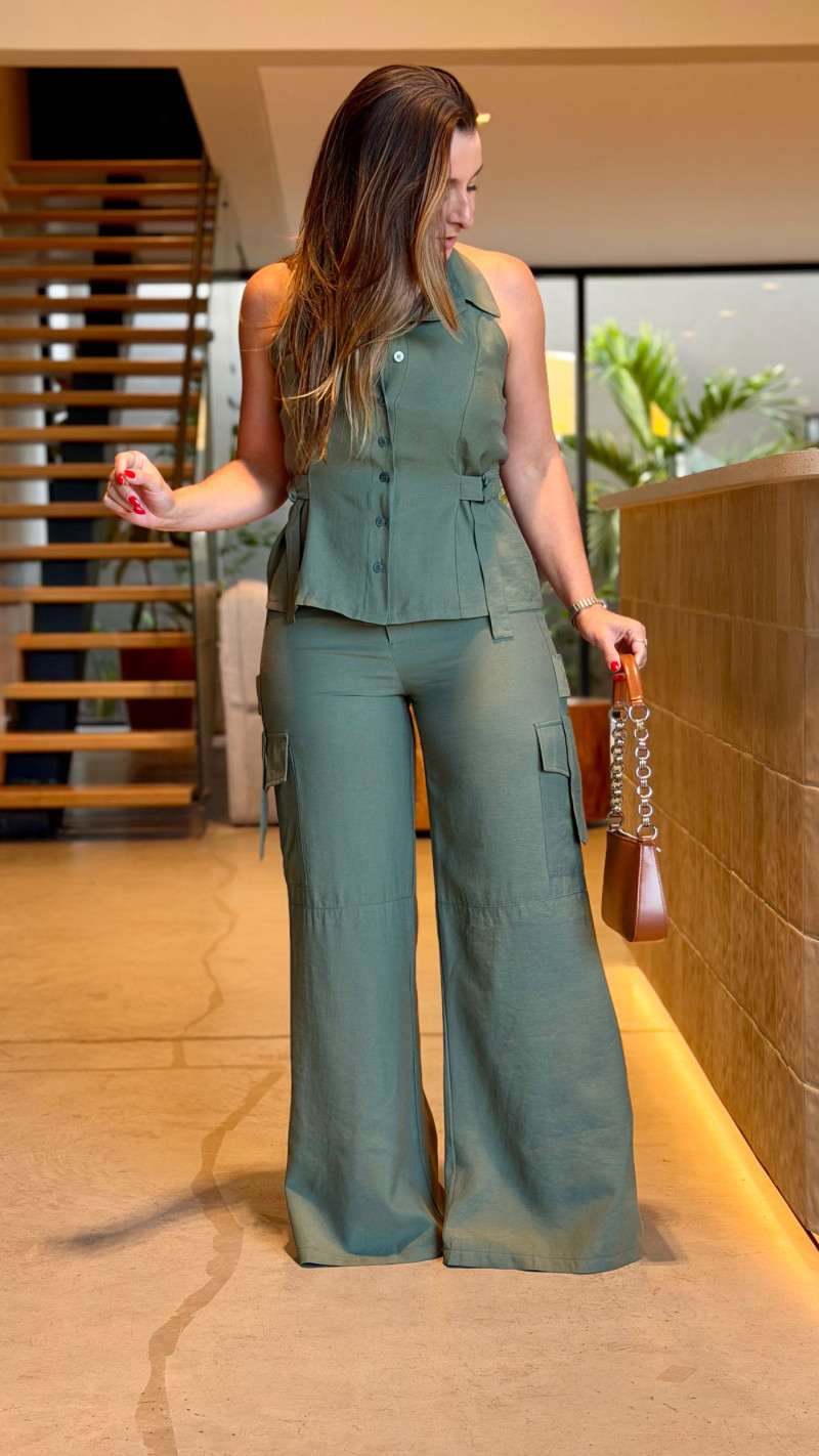 Conjunto Blusa E Calça Cargo Leticia