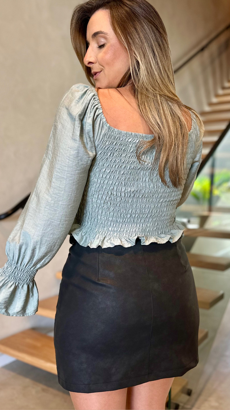 Cropped Ciganinha Manga Babi