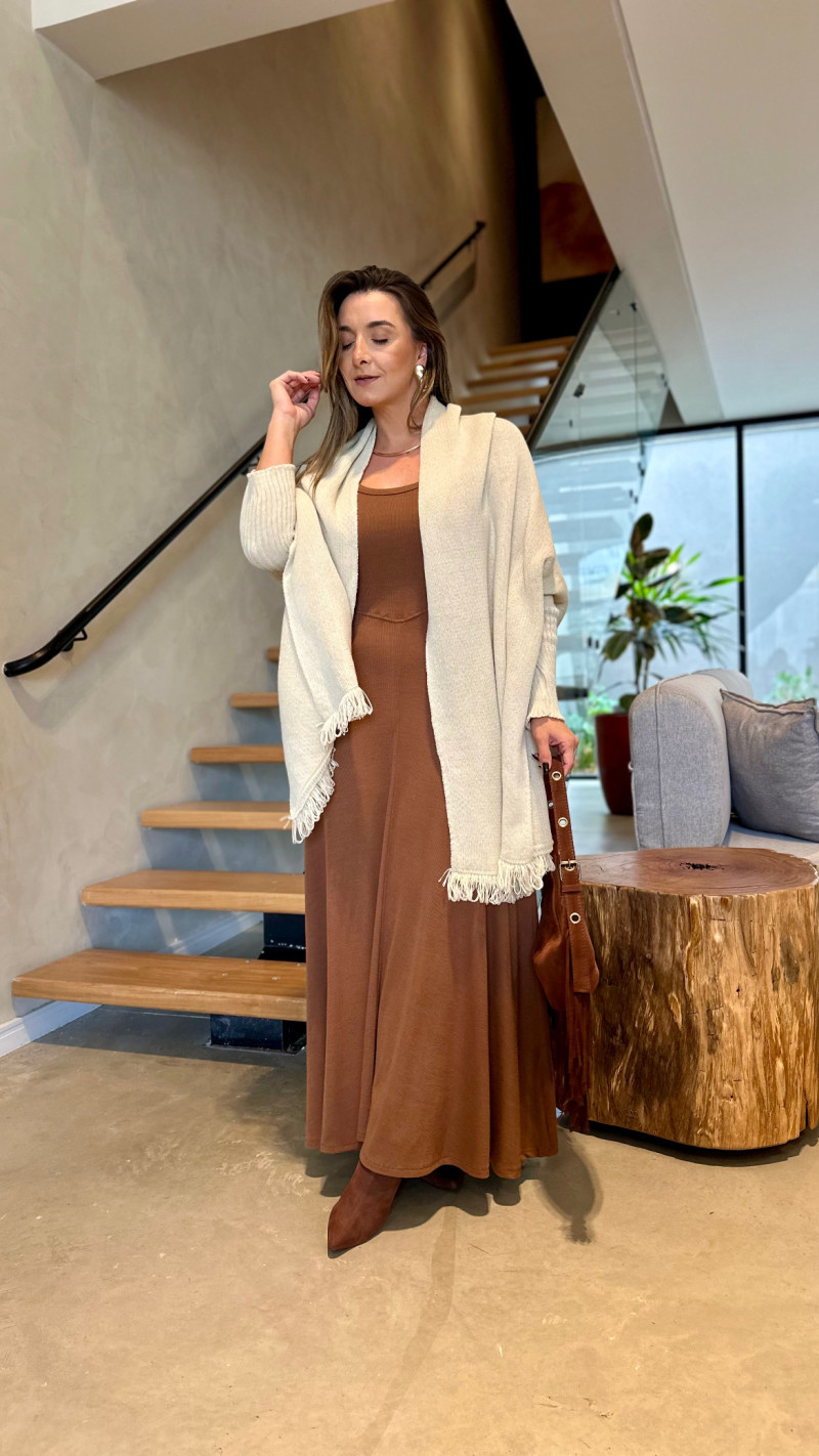 Vestido Midi Canelado Alice