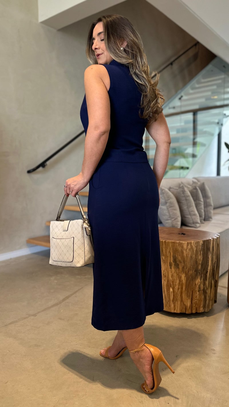 Conjunto Colete E Saia Midi Tamara