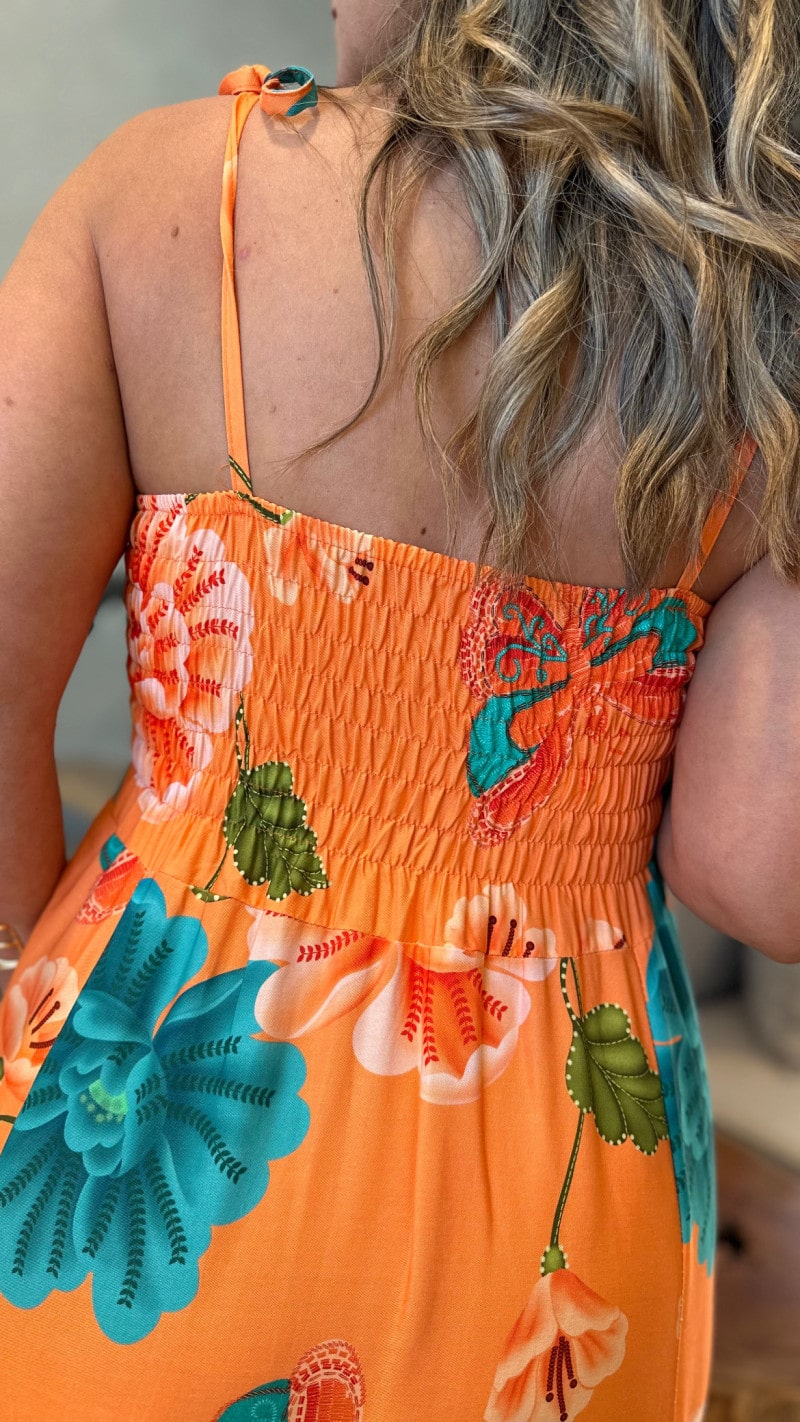 Vestido Midi Viscose Com Alcinha De Amarrar