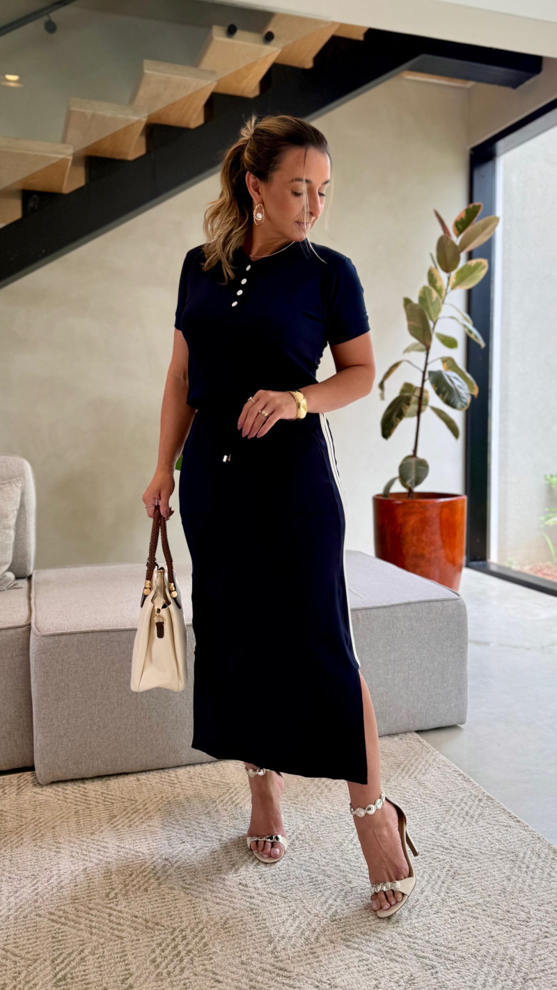 Conjunto Blusa E Saia Midi Moletinho Leni