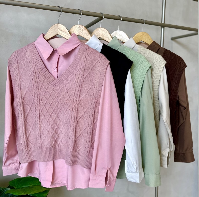 Camisa Com Suéter Tricot Sabrina