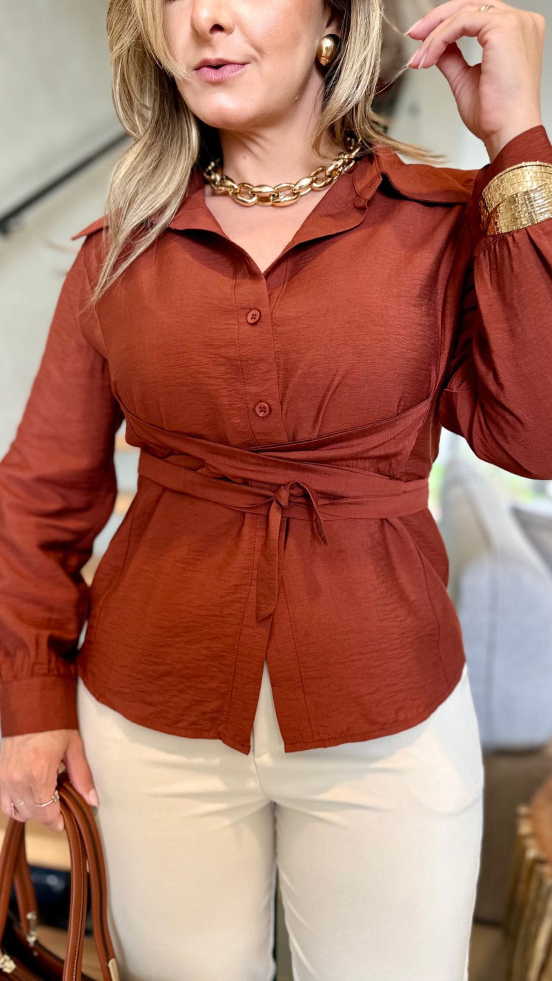 Camisa Manga Longa Com Amarração Flay