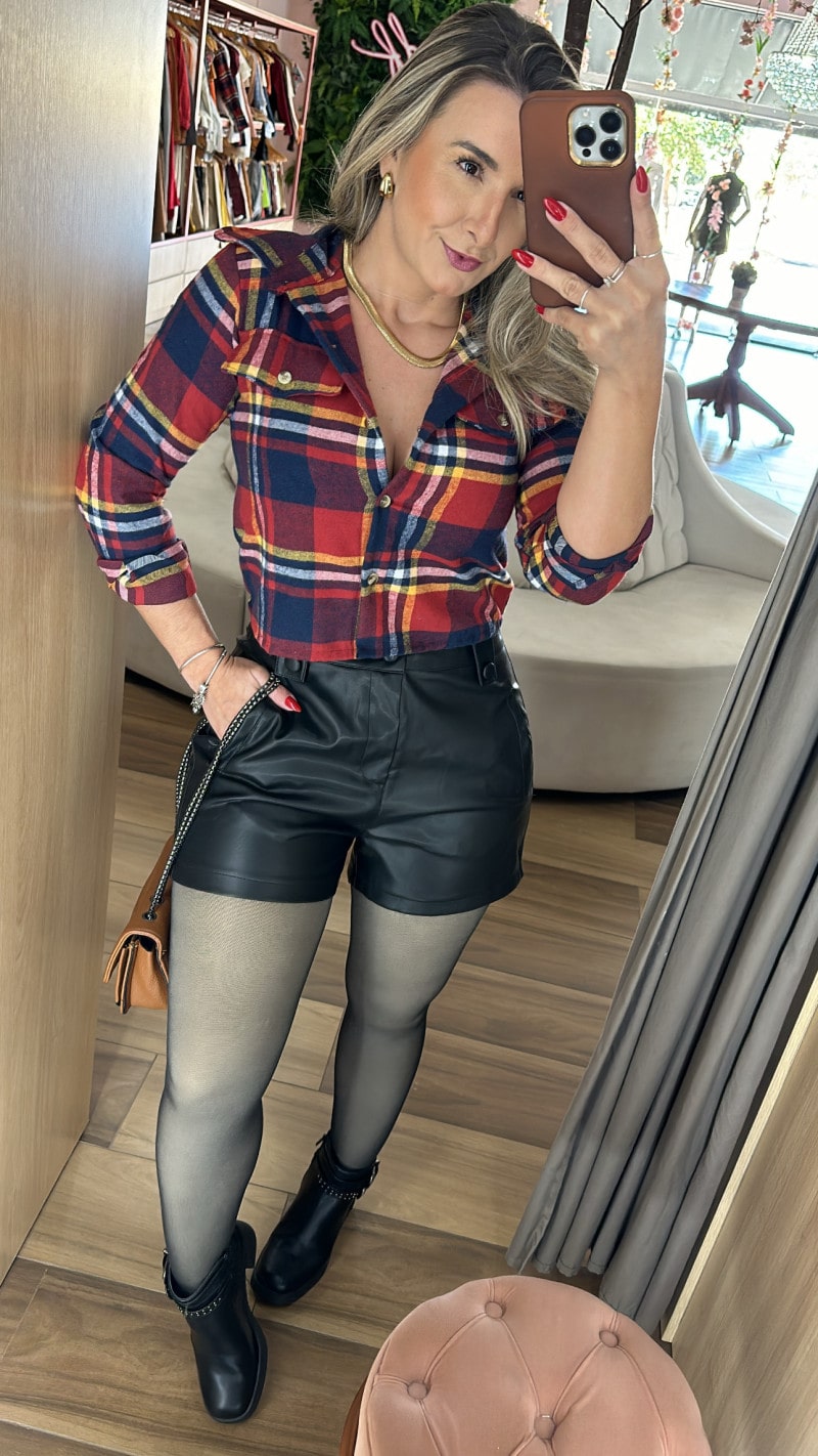 Cropped Camisa Xadrez Day