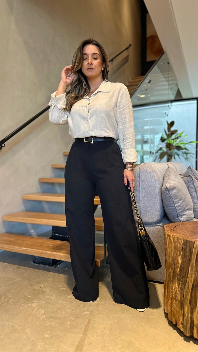 Calça Pantalona Com Cinto Melissa