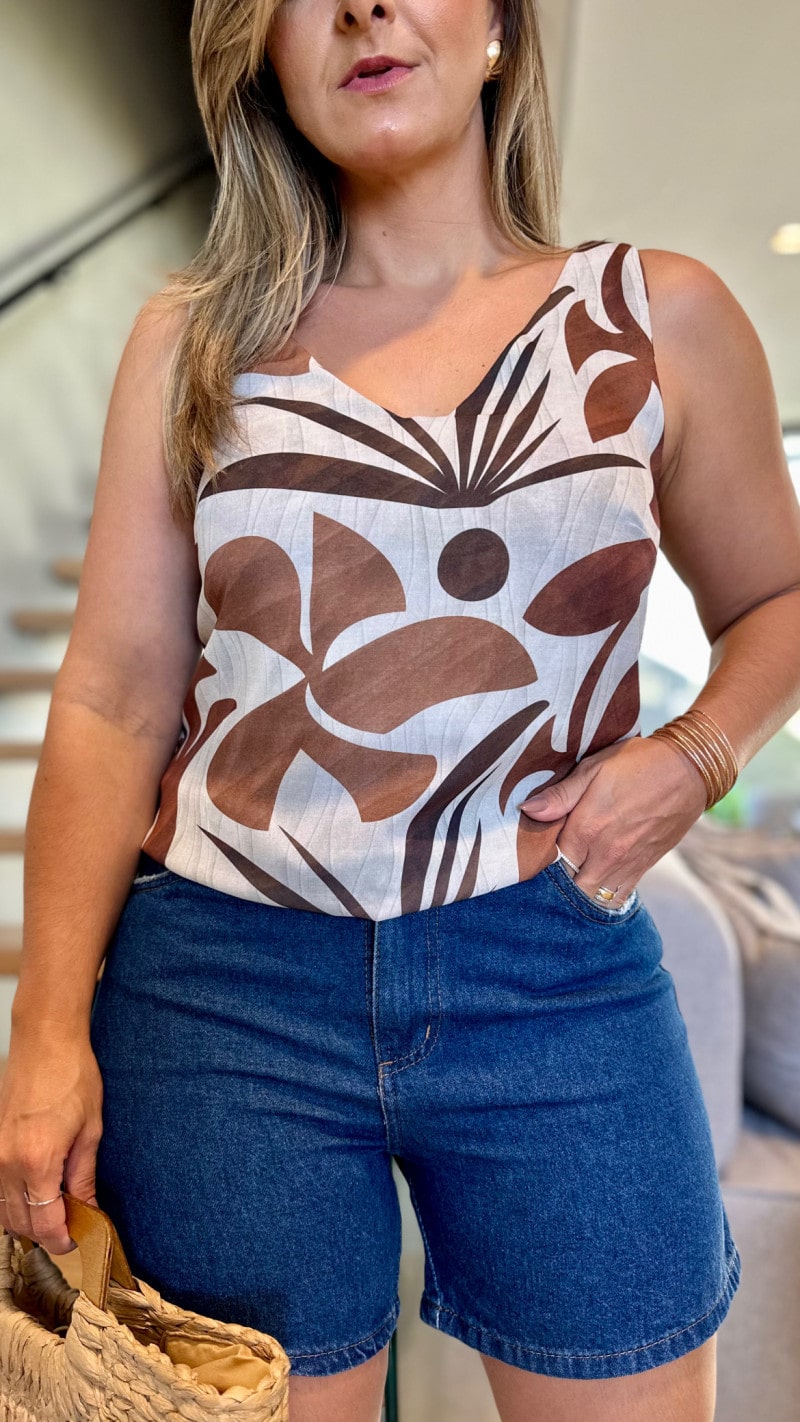 Blusa Regata Com Detalhe Nas Costas Mel