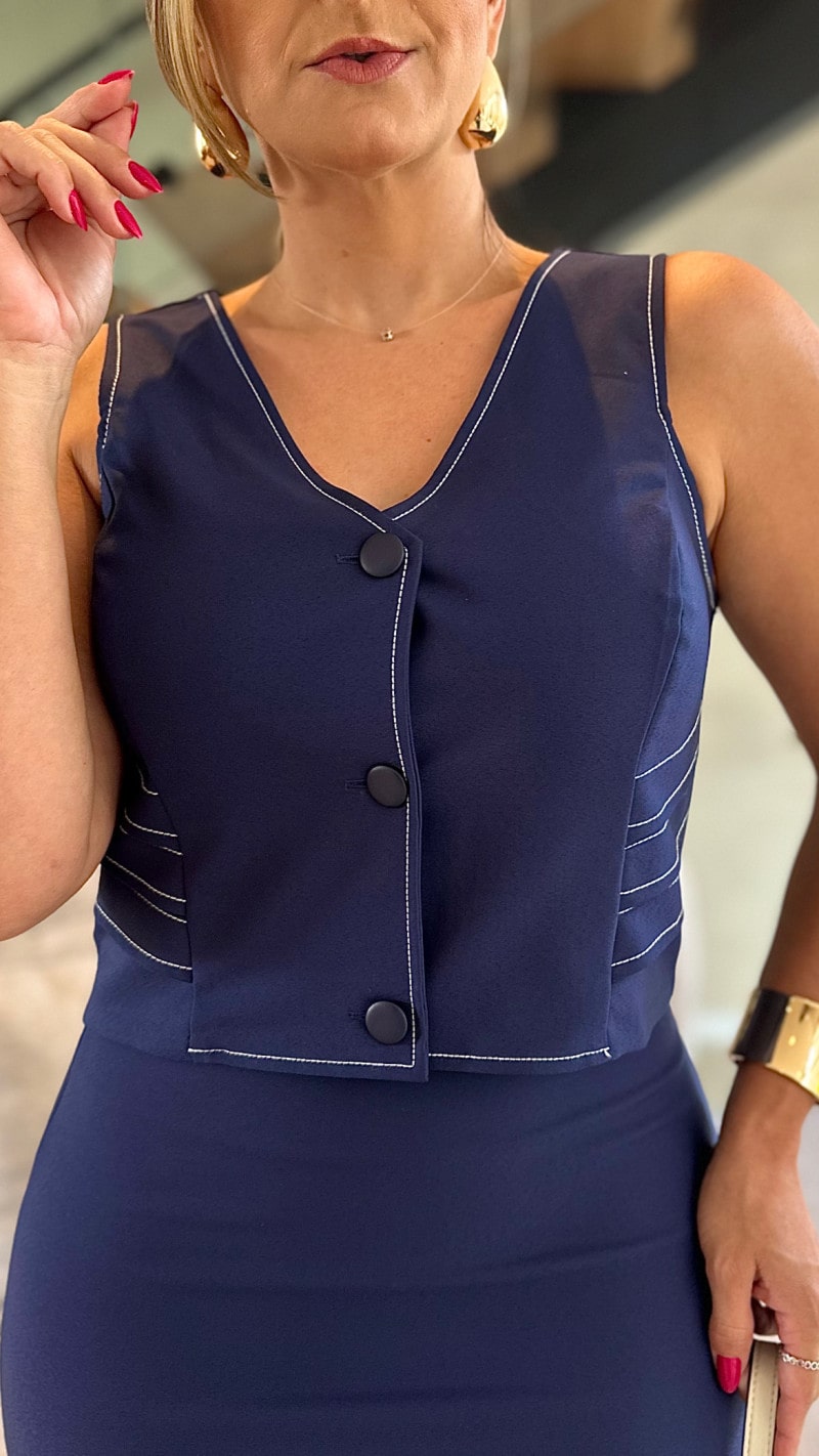 Conjunto Colete E Saia Lapis