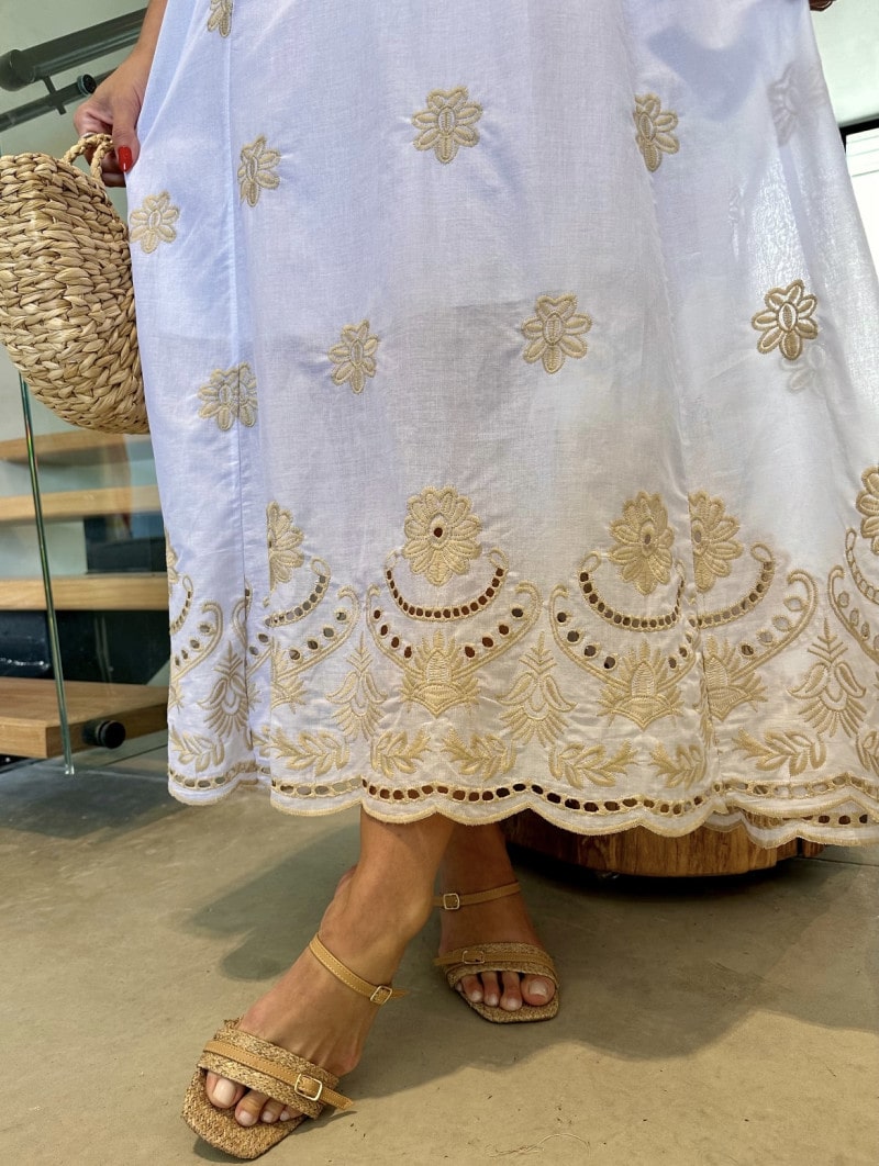Vestido Midi Alcinha Bordado