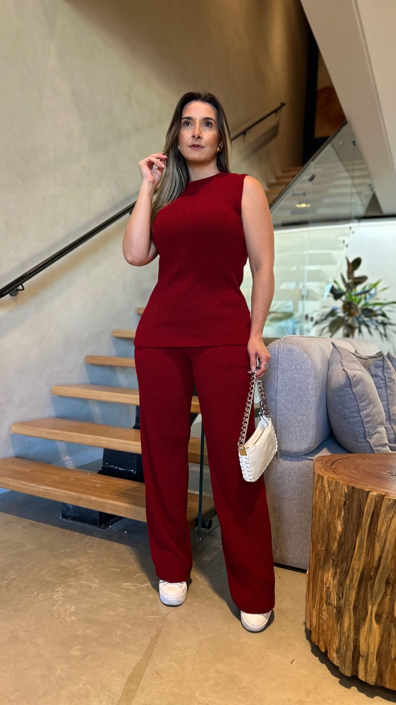 Conjunto Colete E Calça Tricot Fer